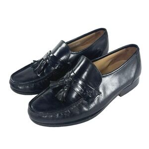 Bostonian Black Penny Loafers Tassel Mens 9 W Leather Slip On Shoes
